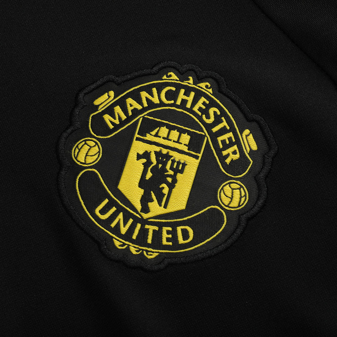 Manchester United Zíper Moletom Conjunto (Top+Calças) 2025/26 Preto