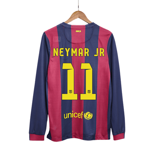 Camisola de futebol retro NEYMAR JR #11 Barcelona Home manga comprida 2014/15