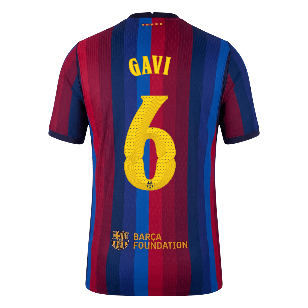 Versão do Jogador GAVI #6 Barcelona Casa Futebol Camisas 2026/27 - UCL