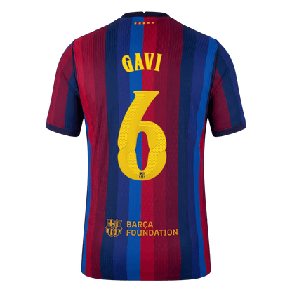 Versão do Jogador GAVI #6 Barcelona Casa Futebol Camisas 2026/27 - UCL