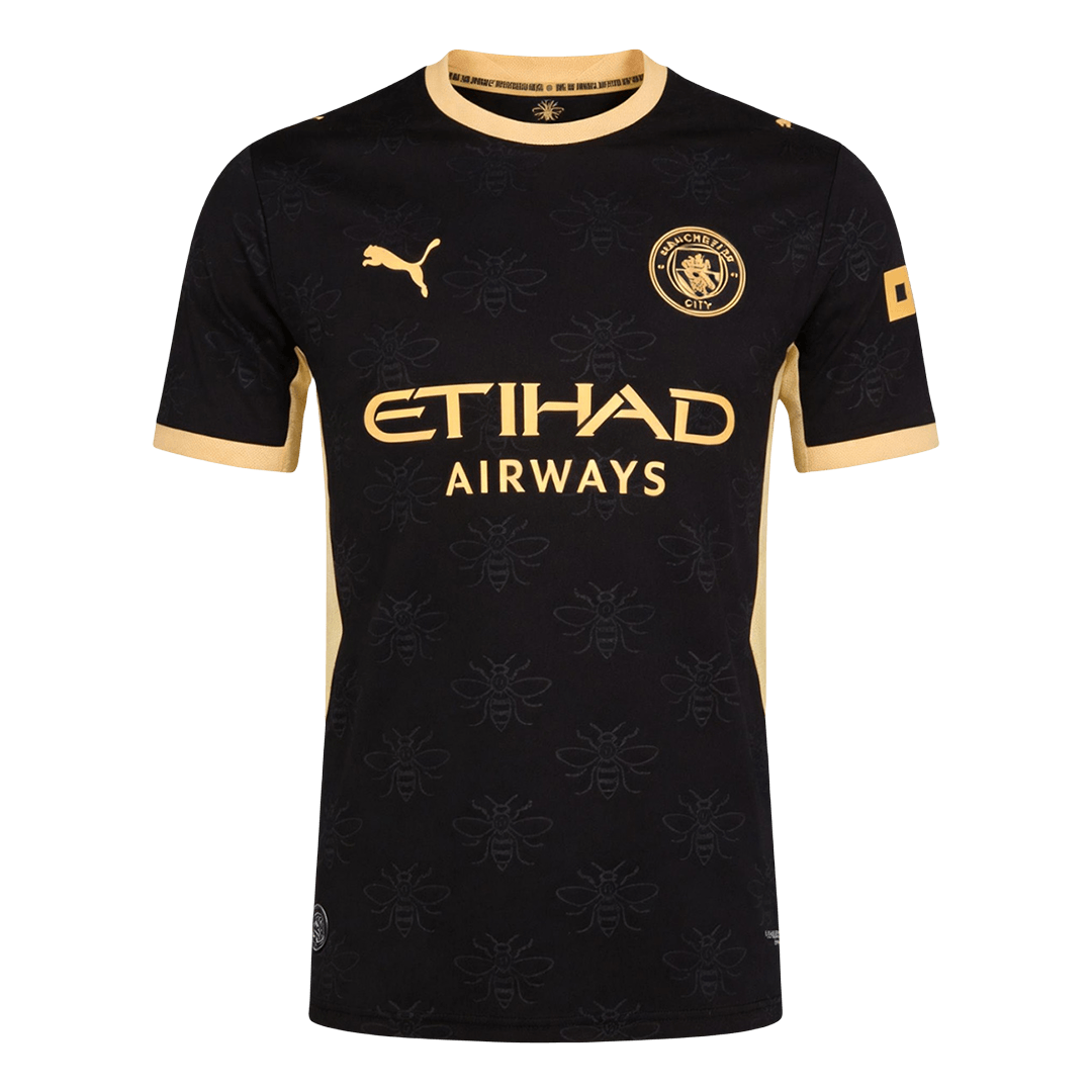 Versão do Jogador Manchester City Fora Futebol Camisas 2026/27 Preto