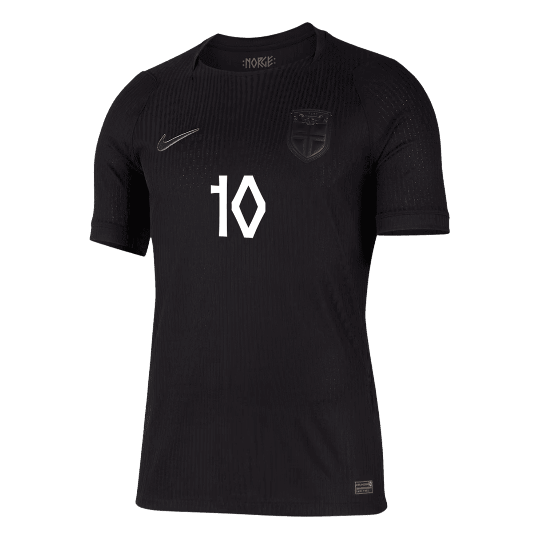 Versão do Jogador ØDEGAARD #10 Norway Fora Copa do Mundo Futebol Camisas 2026 Preto