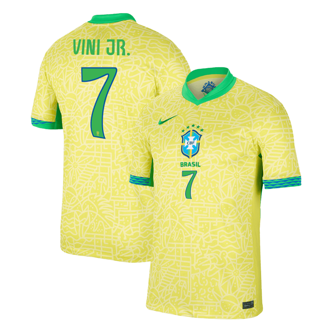 VINI JR. Camisola de futebol do Brasil no 7 Home personalizada 2024