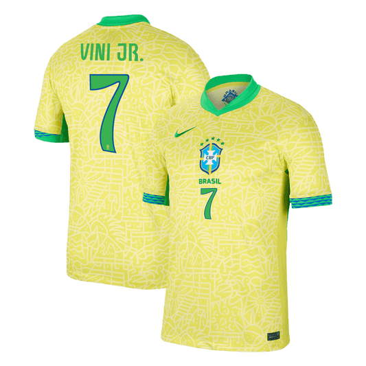 VINI JR. Camisola de futebol do Brasil no 7 Home personalizada 2024