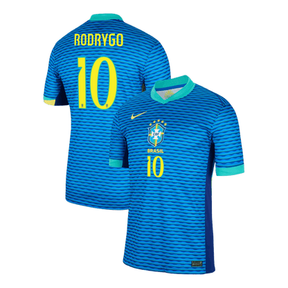 Camisola de futebol RODRYGO #10 Brasil fora de casa personalizada 2024