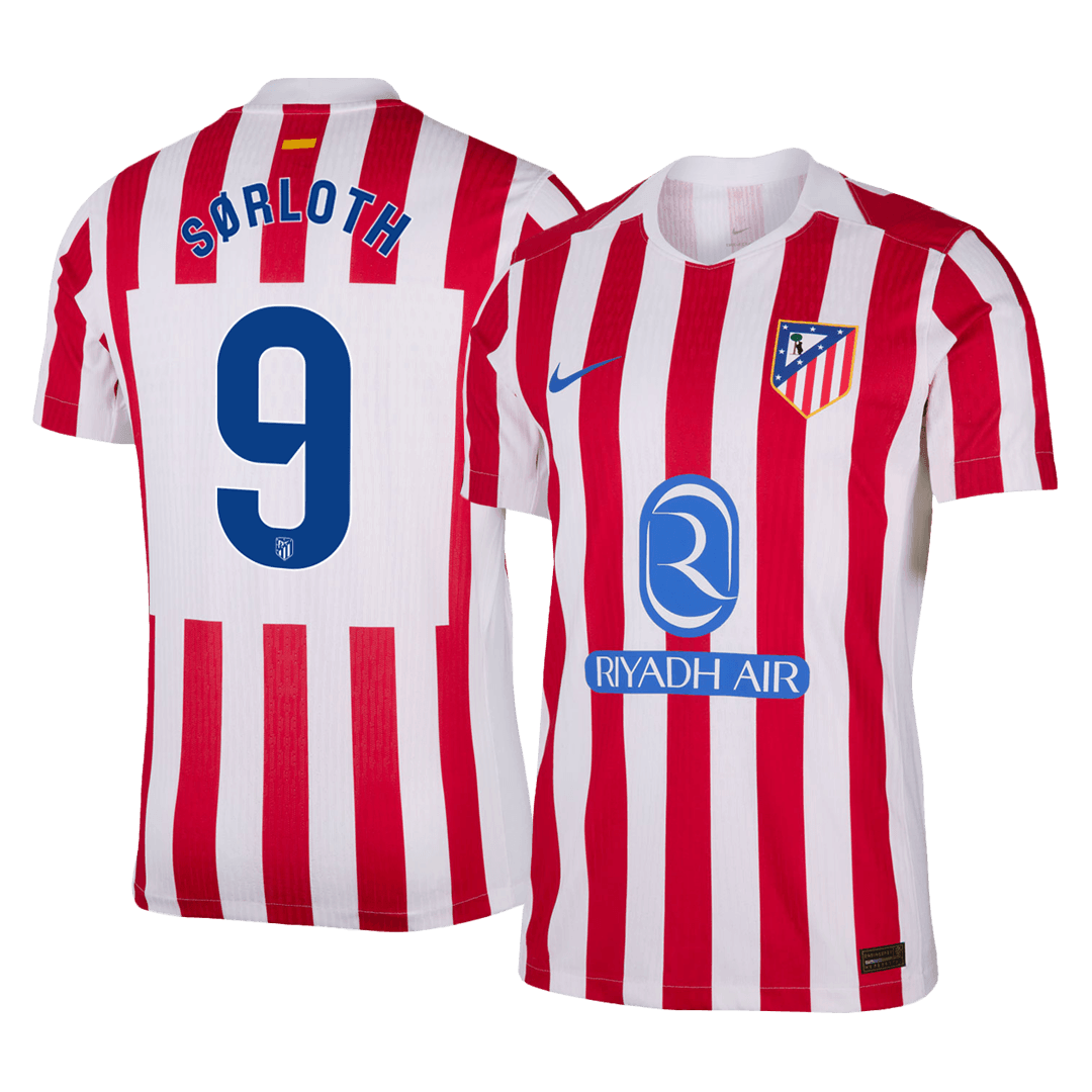 Versão do Jogador SØRLOTH #9 Atletico Madrid Casa Futebol Camisas 2025/26