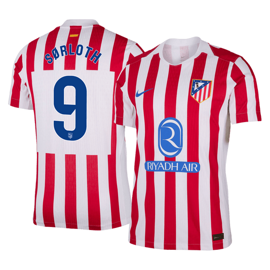Versão do Jogador SØRLOTH #9 Atletico Madrid Casa Futebol Camisas 2025/26