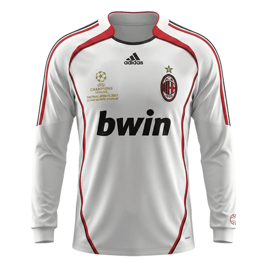 Retrô AC Milan Fora Manga Longa Camisa 2006/07 Branco