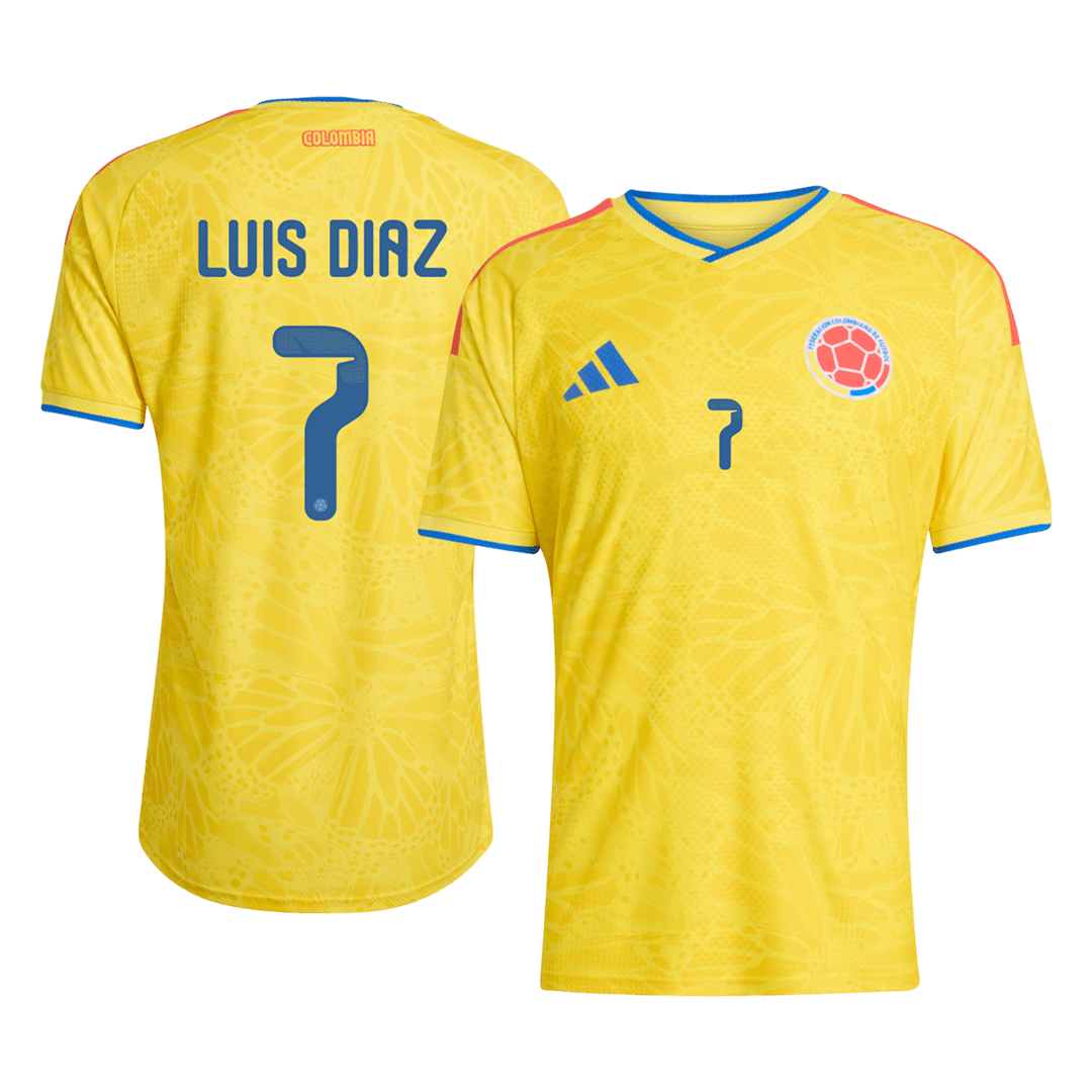 Jogador LUIS DíAZ #7 Colombia Casa World Cup Futebol Camisas 2026 Amarelo