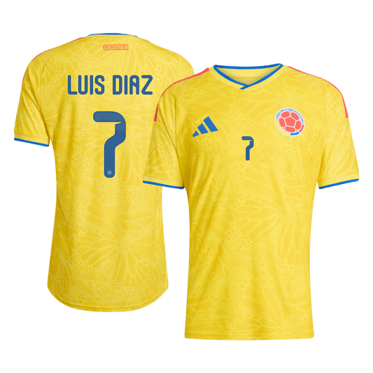 Jogador LUIS DíAZ #7 Colombia Casa World Cup Futebol Camisas 2026 Amarelo