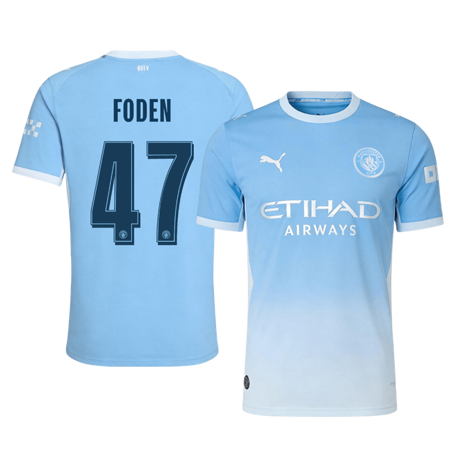 Versão do Jogador FODEN #47 Manchester City Casa Futebol Camisas 2026/27 Azul - UCL