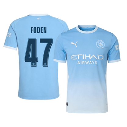 Versão do Jogador FODEN #47 Manchester City Casa Futebol Camisas 2026/27 Azul - UCL