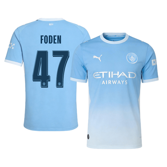 Versão do Jogador FODEN #47 Manchester City Casa Futebol Camisas 2026/27 Azul - UCL