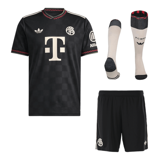 Bayern Munich Fora Terceira Camisa Conjunto(Camisa+Calções+Meias) 2025/26 Preto