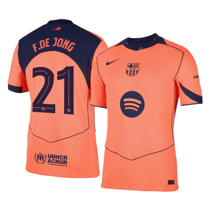 Autêntico F.DE JONG #21 Barcelona Fora Terceira UCL Futebol Camisas 2025/26