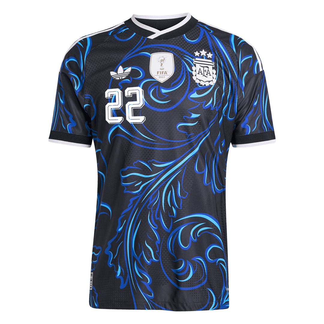 Versão do Jogador L. MARTÍNEZ #22 Argentina Fora Copa do Mundo Futebol Camisas 2026 Preto