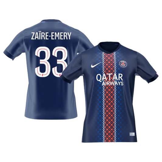 【Super Qualidade】ZAïRE EMERY #33 PSG
 Casa Futebol Camisa 2025/26 Marinha