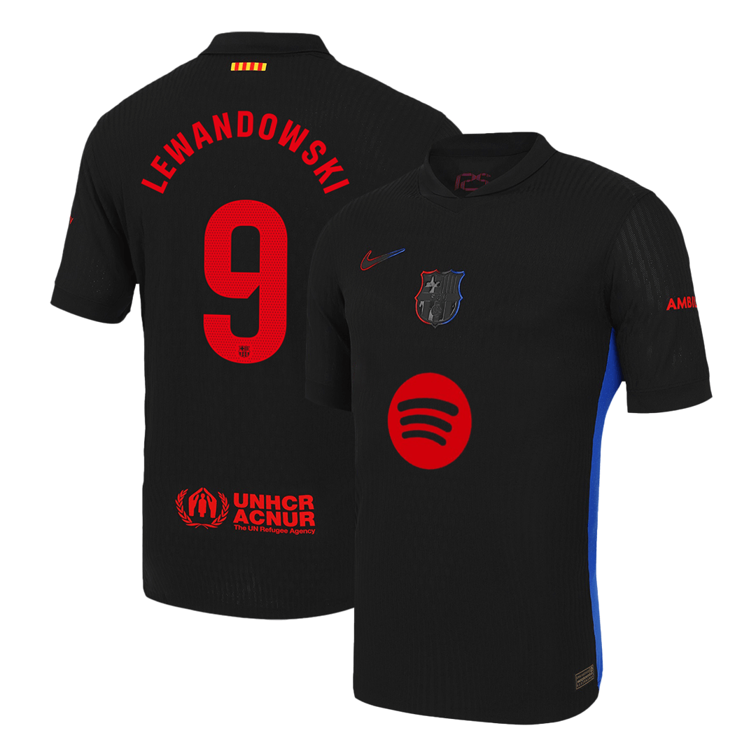 Camisola de futebol LEWANDOWSKI #9 autêntica do Barcelona, camisola alternativa 2024/25, logótipo do Spotify sem texto
