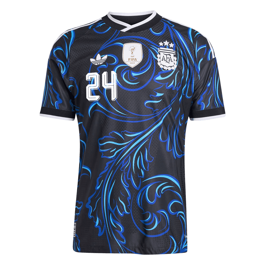 Versão do Jogador E. FERNÁNDEZ #24 Argentina Fora Copa do Mundo Futebol Camisas 2026 Preto