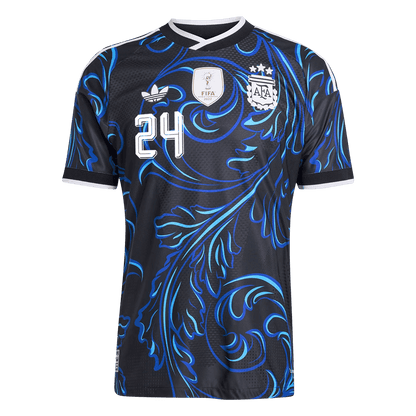 Versão do Jogador E. FERNÁNDEZ #24 Argentina Fora Copa do Mundo Futebol Camisas 2026 Preto