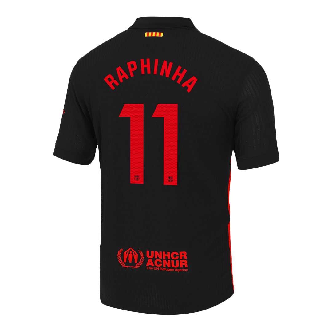Camisola de futebol autêntica RAPHINHA #11 do Barcelona, camisola alternativa 2024/25, logótipo do Spotify sem texto