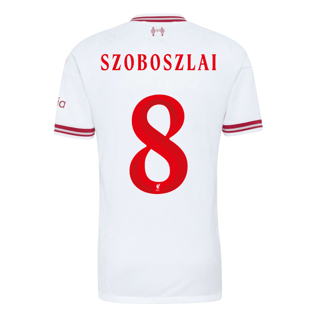 Versão do Jogador SZOBOSZLAI #8 Liverpool Fora Futebol Camisas 2026/27 Branco - UCL