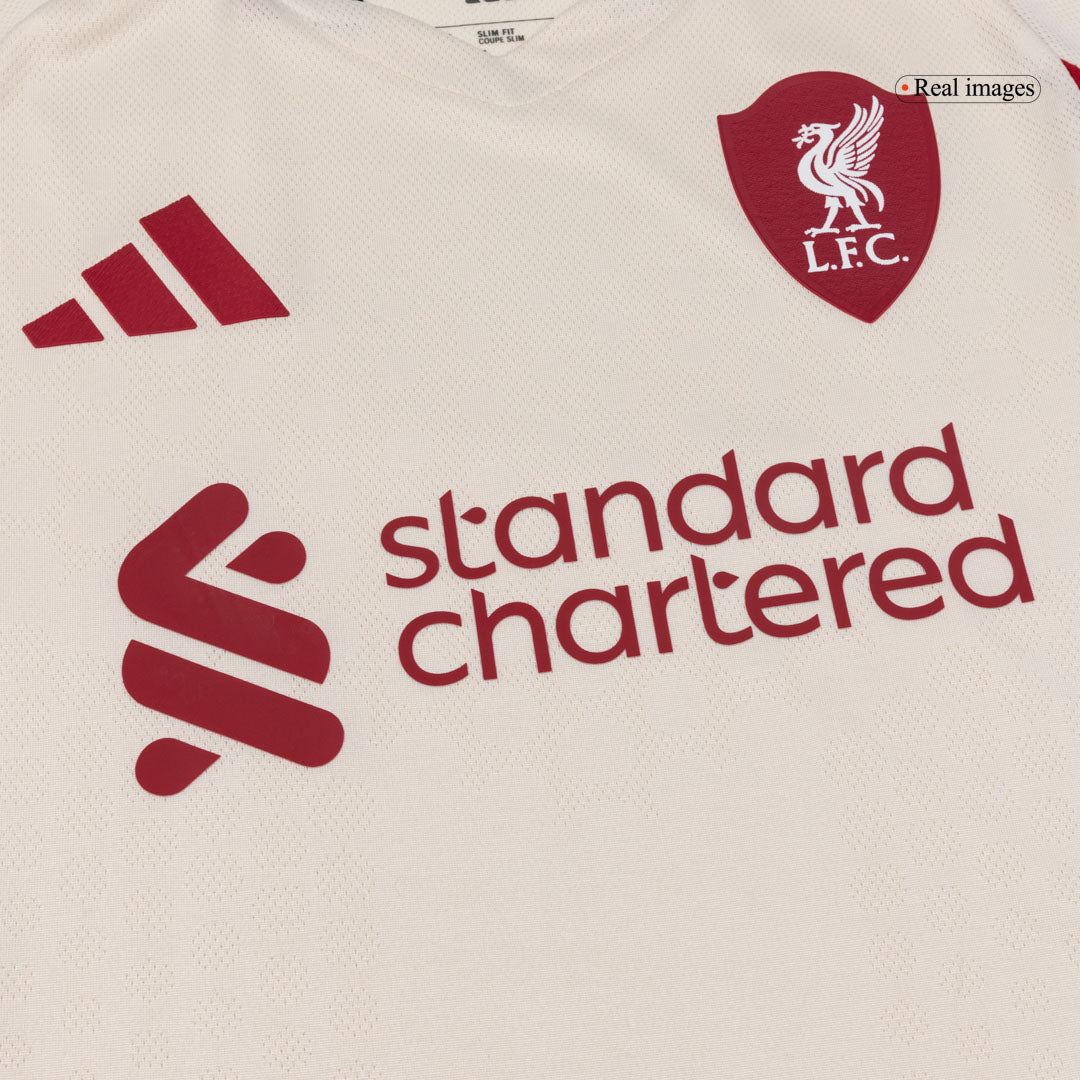 Autêntico ISAK ##9 Liverpool Fora Futebol Camisas 2025/26 Branco