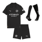 Manchester City Infantil 
 Fora Futebol Camisa Conjunto (Camisa+Shorts+Meias) 2025/26 Preto