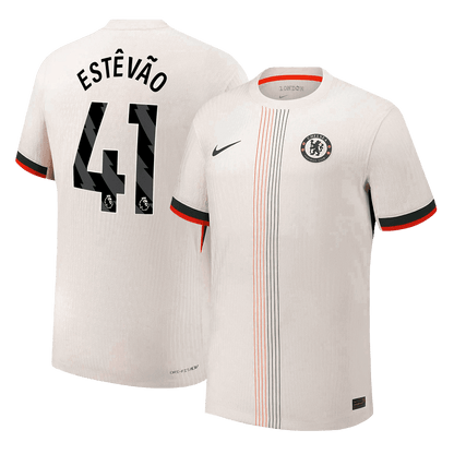 Autêntico ESTÊVÃO #41 Chelsea Fora Futebol Camisas 2025/26 Branco