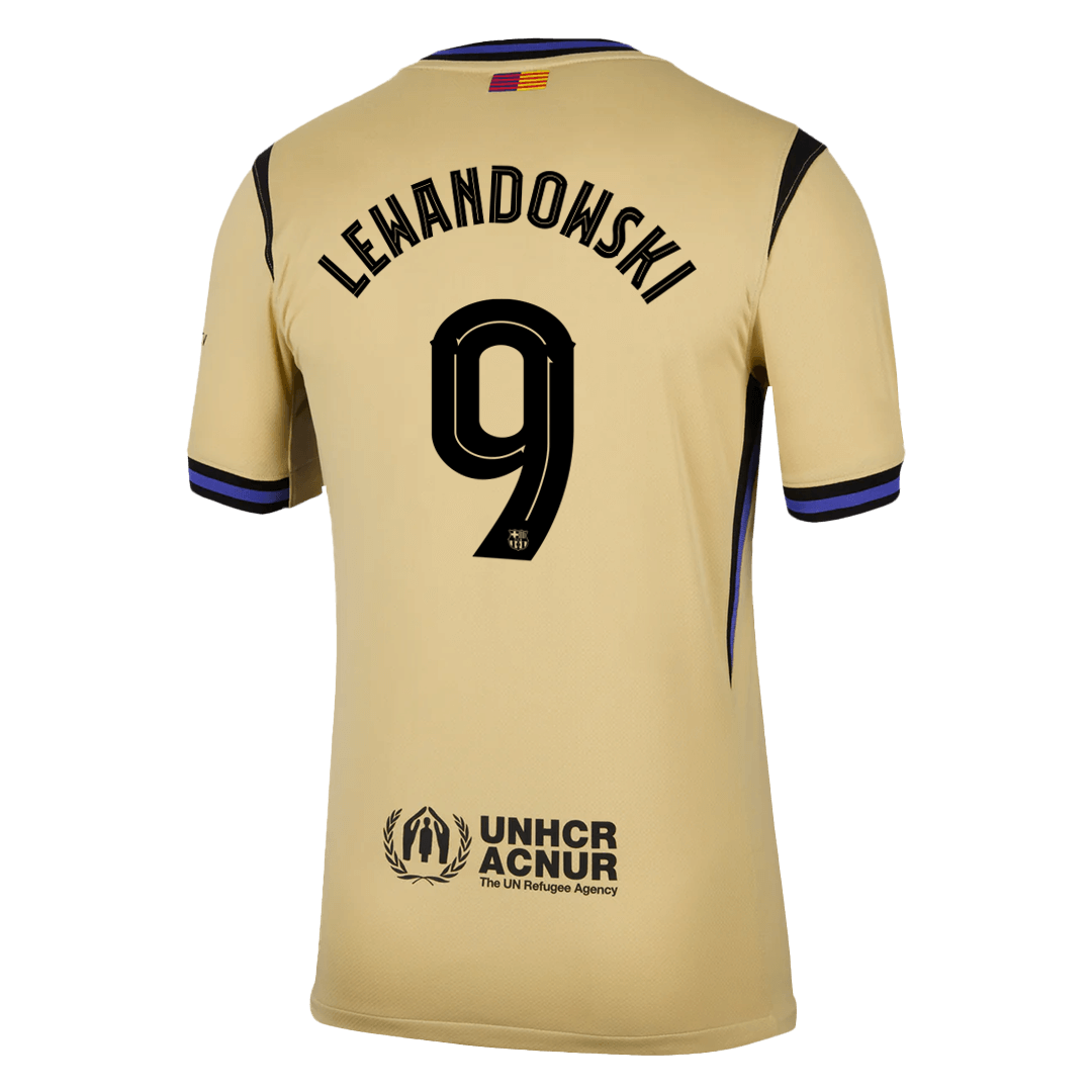 LEWANDOWSKI #9 Barcelona Fora Camisa 2025/26- Amarelo - UCL