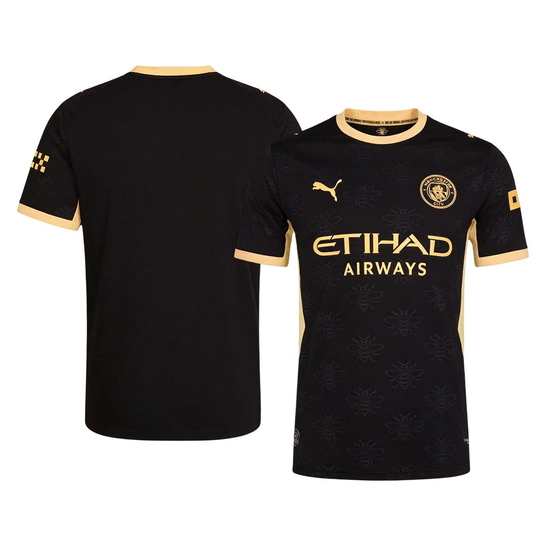 Versão do Jogador Manchester City Fora Futebol Camisas 2026/27 Preto