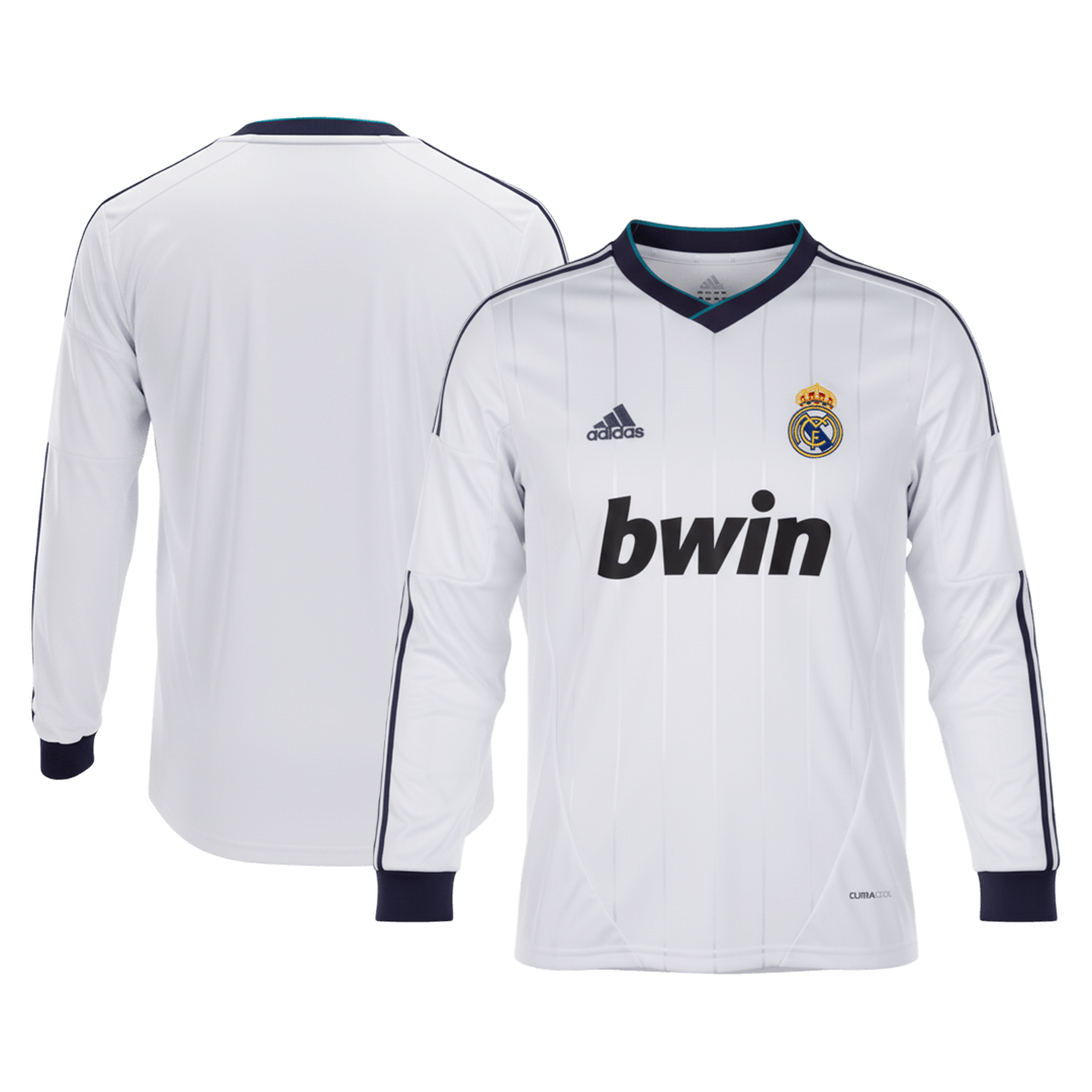 Retrô Real Madrid Casa Manga Longa Camisa 2012/13 Branco