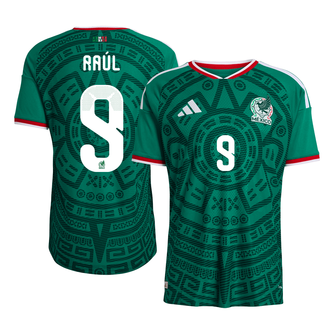 Versão do Jogador Raúl #9 Mexico Casa World Cup Futebol Camisas 2026 Verde