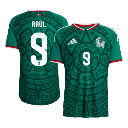 Versão do Jogador Raúl #9 Mexico Casa World Cup Futebol Camisas 2026 Verde
