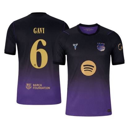 Versão do Jogador GAVI #6 Barcelona Fora Futebol Camisas 2026/27 - UCL