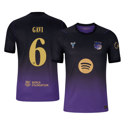 Versão do Jogador GAVI #6 Barcelona Fora Futebol Camisas 2026/27 - UCL