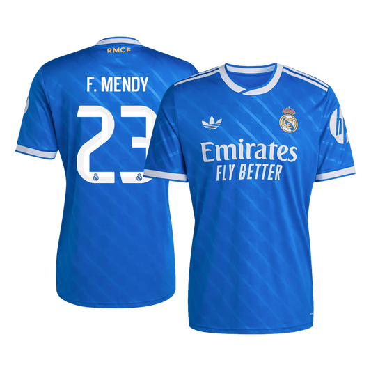 F. MENDY #23 Real Madrid Fora Terceira Camisa 2025/26 Azul