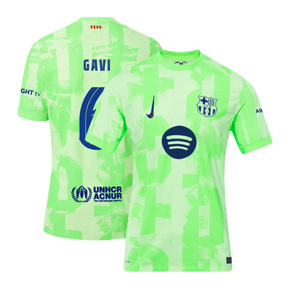 Camiseta de fútbol auténtica del Barcelona GAVI #6, camiseta de visitante 2024/25, logotipo de Spotify de la UCL sin texto