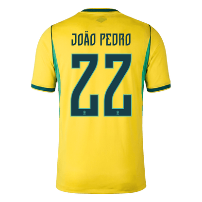JOÃO PEDRO #22 Brazil Casa Copa do Mundo Camisa 2026 Amarelo