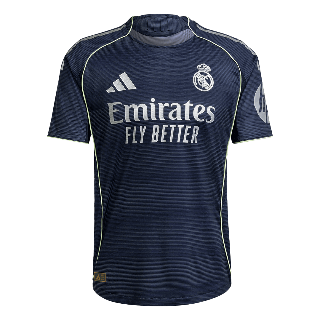 Autêntico MBAPPÉ #10 Real Madrid Fora Futebol Camisas 2025/26 Marinha