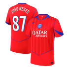 JOÃO NEVES #87 PSG Fora Terceira Camisa 2025/26 Vermelho