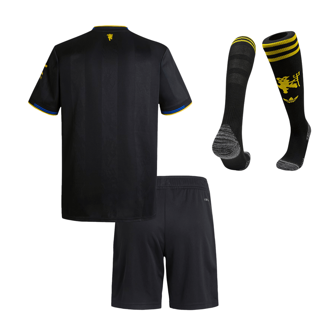 Manchester United Infantil 
 Fora Terceira Futebol Camisa Conjunto (Camisa+Shorts+Meias) 2025/26 Preto