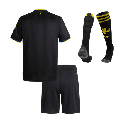 Manchester United Infantil 
 Fora Terceira Futebol Camisa Conjunto (Camisa+Shorts+Meias) 2025/26 Preto