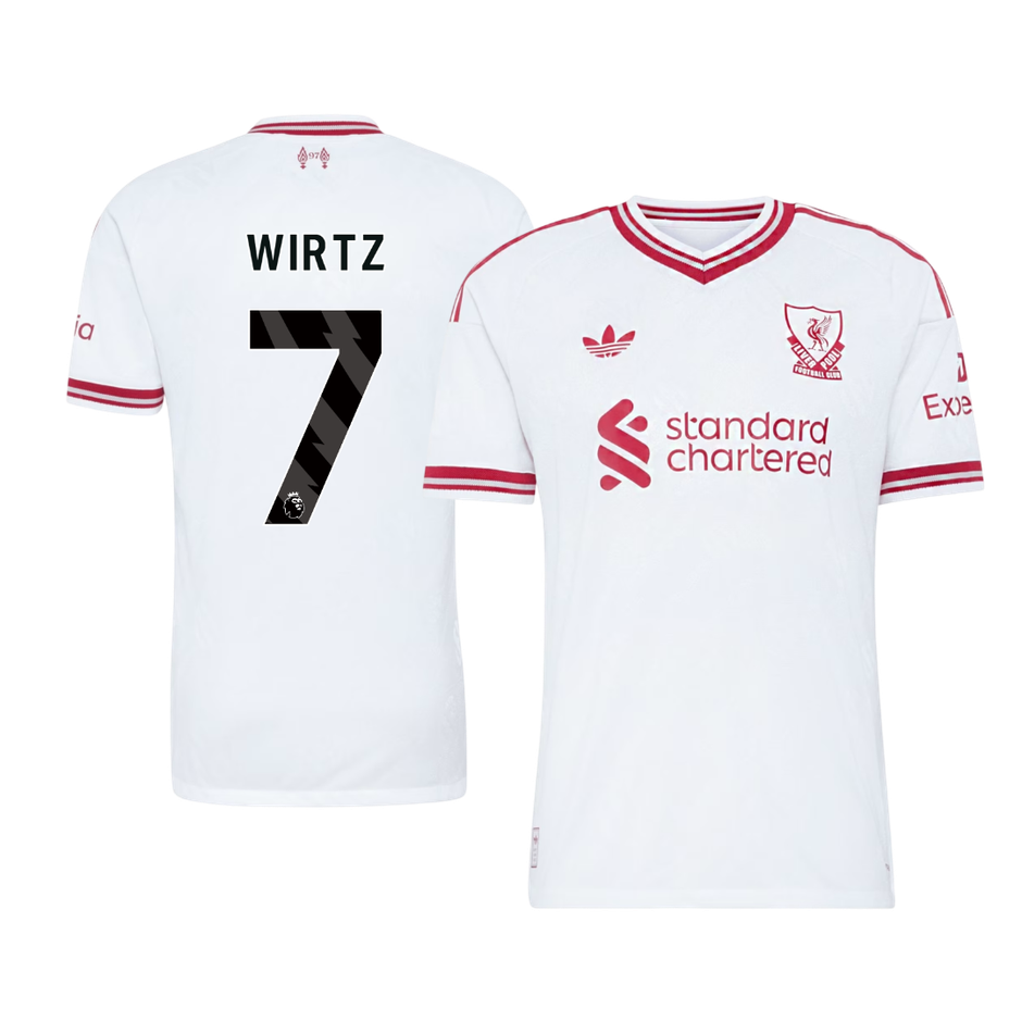 Versão do Jogador WIRTZ #7 Liverpool Fora Futebol Camisas 2026/27 Branco