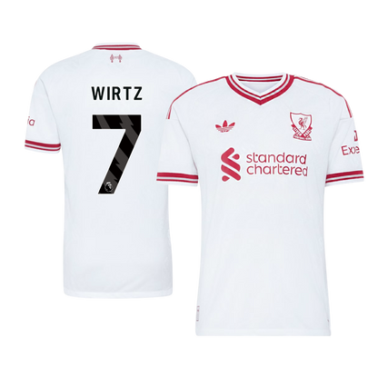 Versão do Jogador WIRTZ #7 Liverpool Fora Futebol Camisas 2026/27 Branco