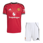【Super Qualidade】Manchester United Casa Camisa Conjunto (Camisola + Calções) 2025/26-Vermelho