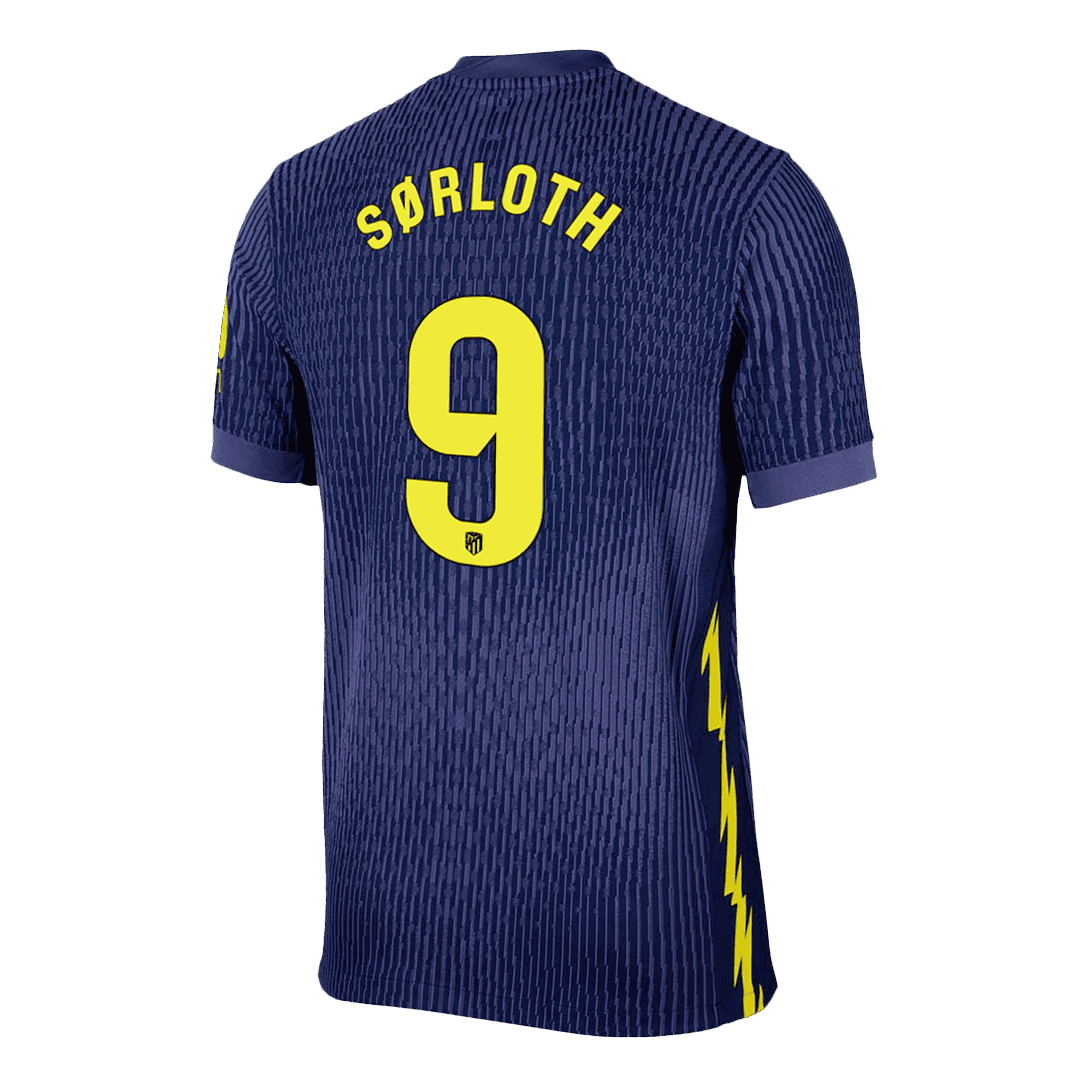 Versão do Jogador SØRLOTH #9 Atletico Madrid Fora Futebol Camisas 2025/26 Marinha