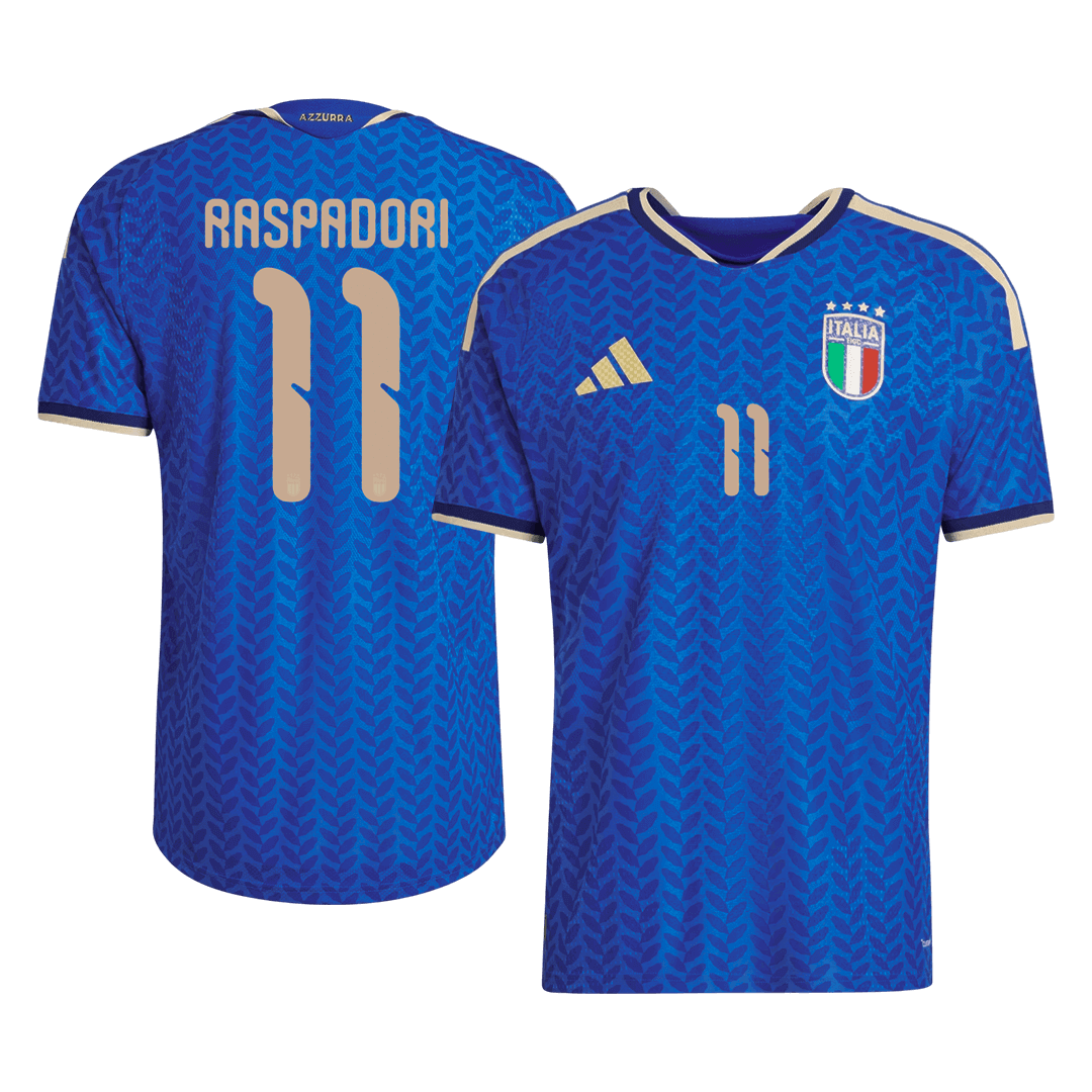 Versão do Jogador RASPADORI #11 Italy Casa World Cup Futebol Camisas 2026 Azul