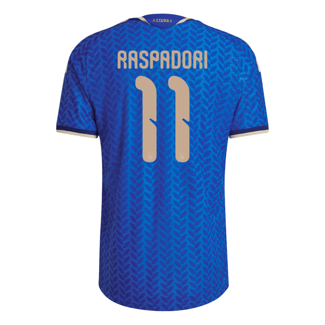 Versão do Jogador RASPADORI #11 Italy Casa World Cup Futebol Camisas 2026 Azul