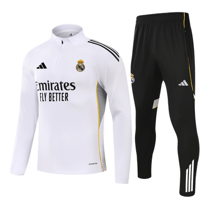 Real Madrid Infantil Zíper Moletom Conjunto (Top+Pants) 2025/26 Branco
